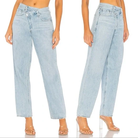 AGOLDE Criss Cross Upsized Jean Relaxed Straight Leg Light Wash - Picture 1 of 6